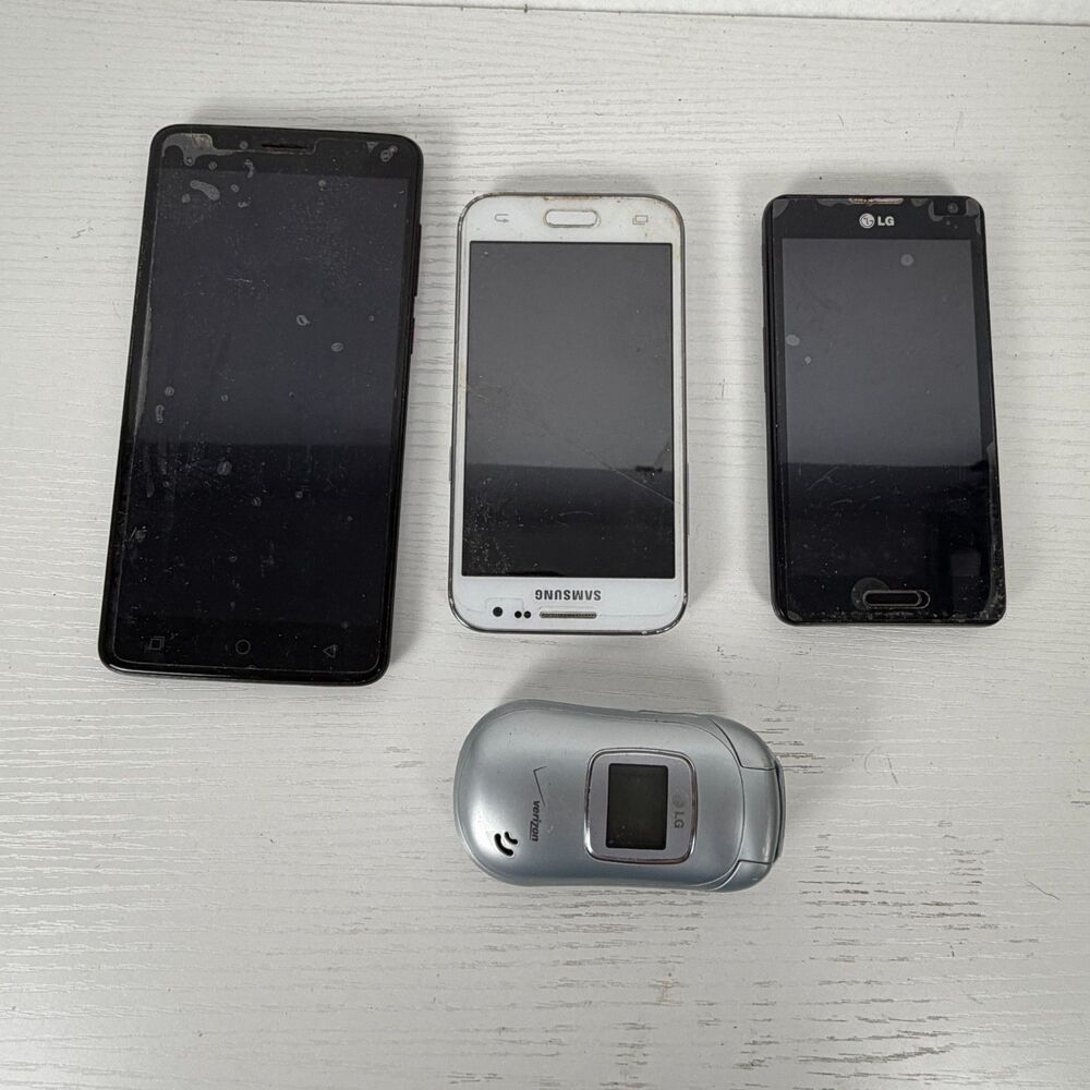 Lot of 4 Vintage Cell Phones Samsung LG T-Mobile MetroPCS Verizon Untested Parts